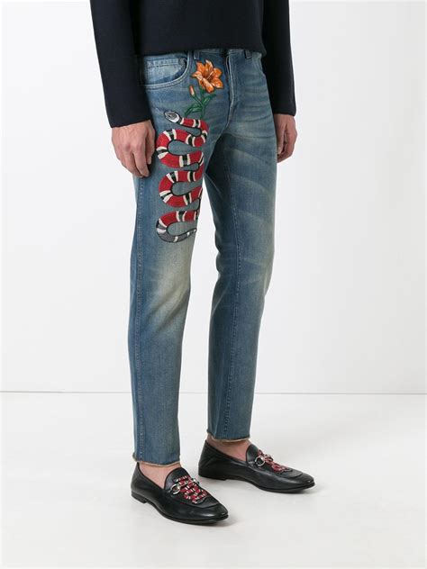 gucci embroidered jeans men|designer jeans for guys Gucci.